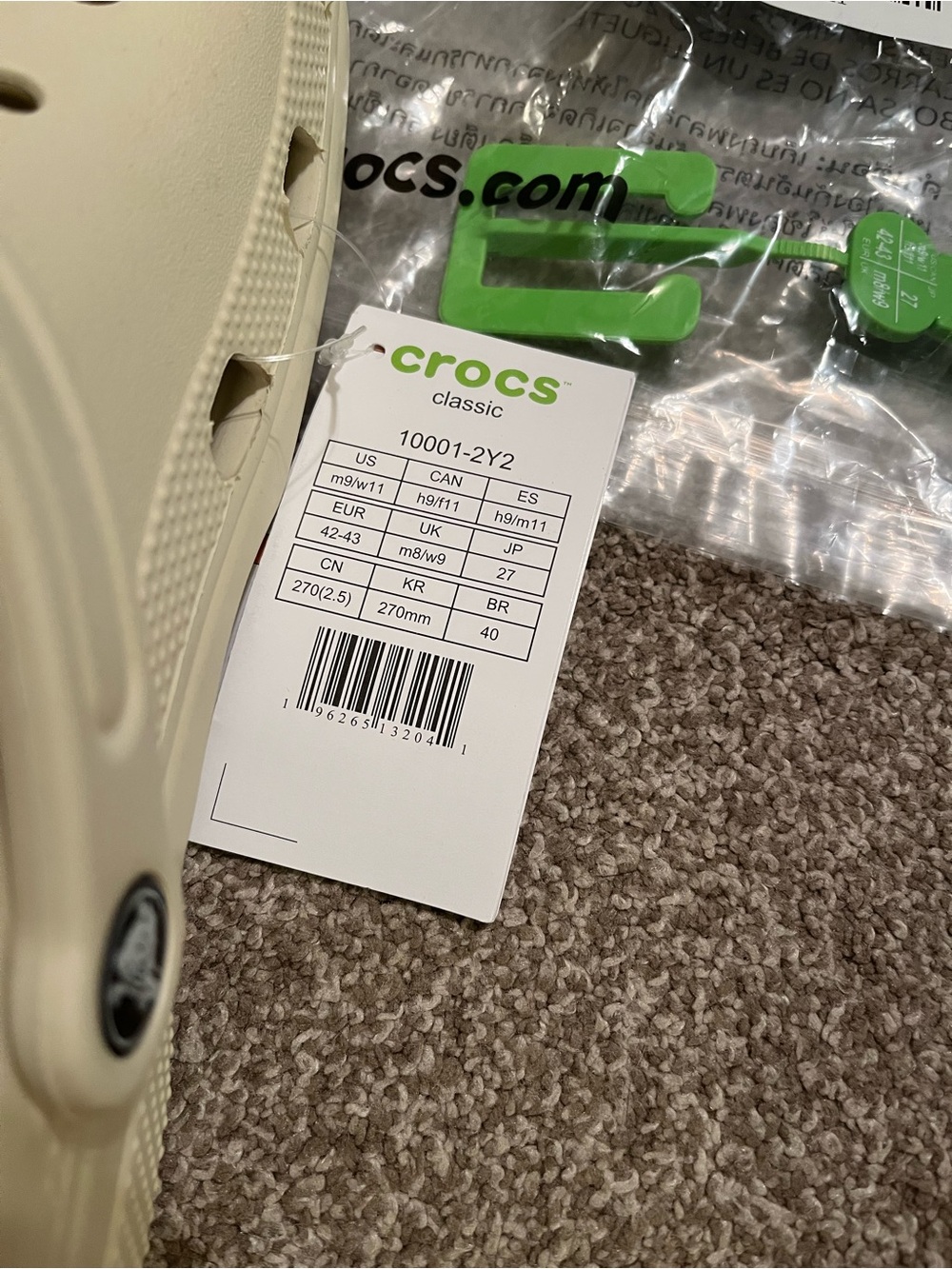 CROCS Classic Clog Sandals in Cream - Picture 6 of 9
